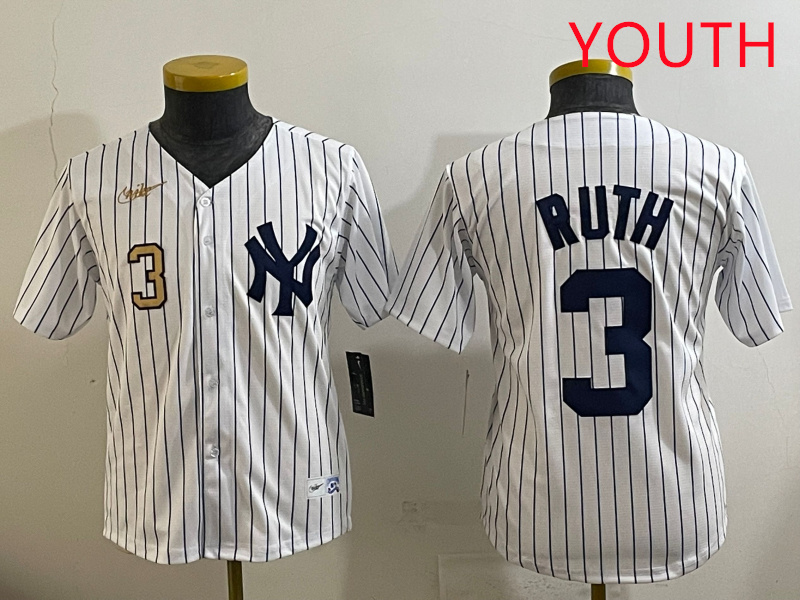 Youth New York Yankees #3 Ruth White 2025 Nike MLB jersey style 23